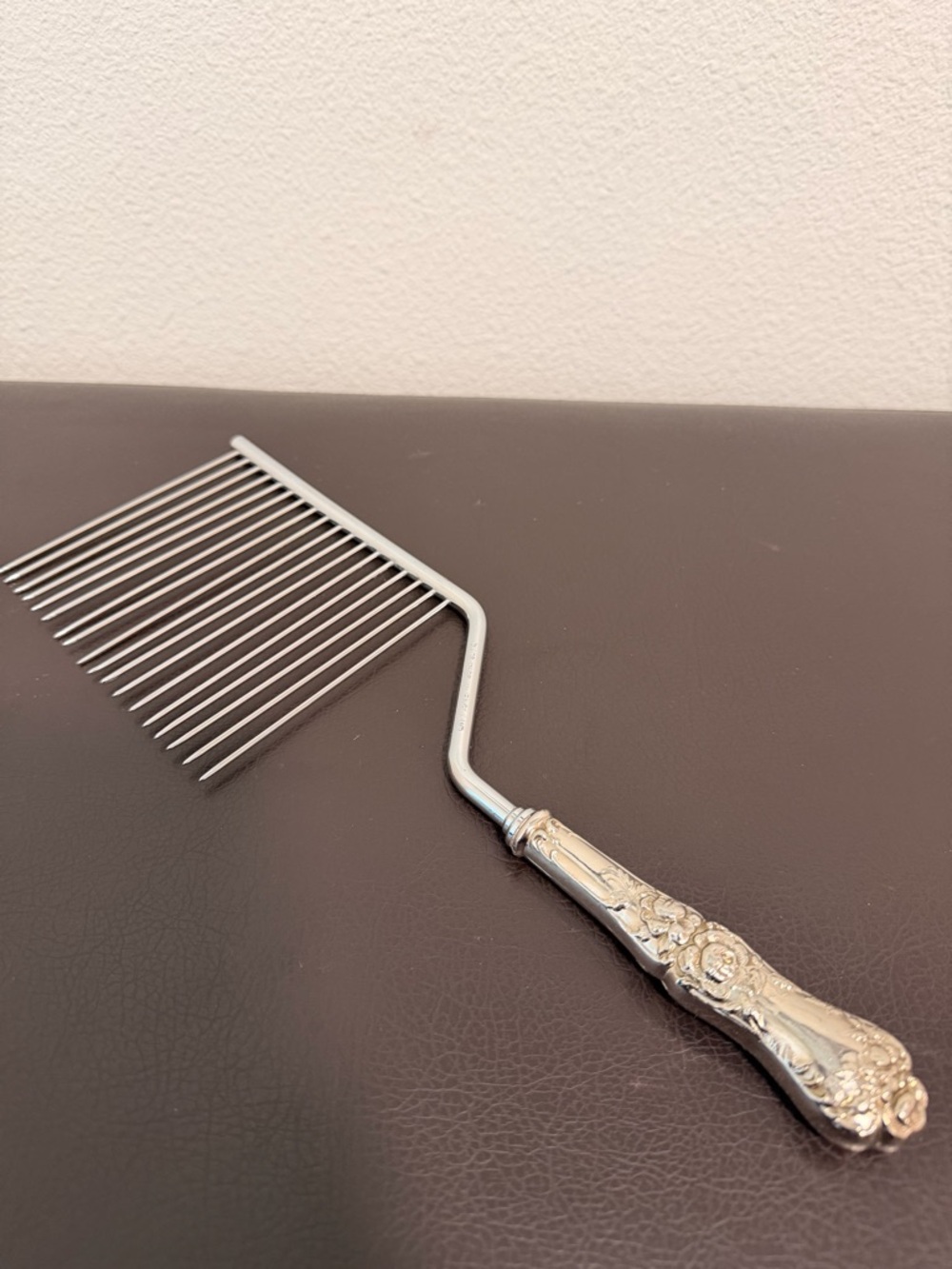 Vintage Silver Tone Pastry Comb Cake Breaker Decorative Floral Handle